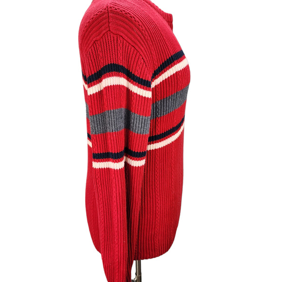 Chaps Men’s Large Sweater Crewneck Striped Ribbed Knit Cotton Y2K Style Fall - Picture 5 of 12